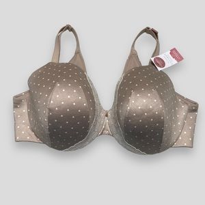 Cacique 42D Invisible Backsmoother Collection Taupe Polka Dot Bra